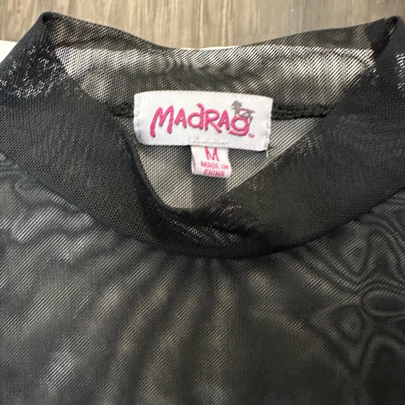 Black Mesh Bodysuit with High Neck and Long Sleeves - Picture 5 of 5